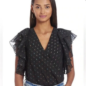 Amanda Uprichard SYCAMORE BODYSUIT in prism rainbow metallic Large